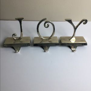 Pottery Barn Stocking Holder Letters JOY Gold Tone